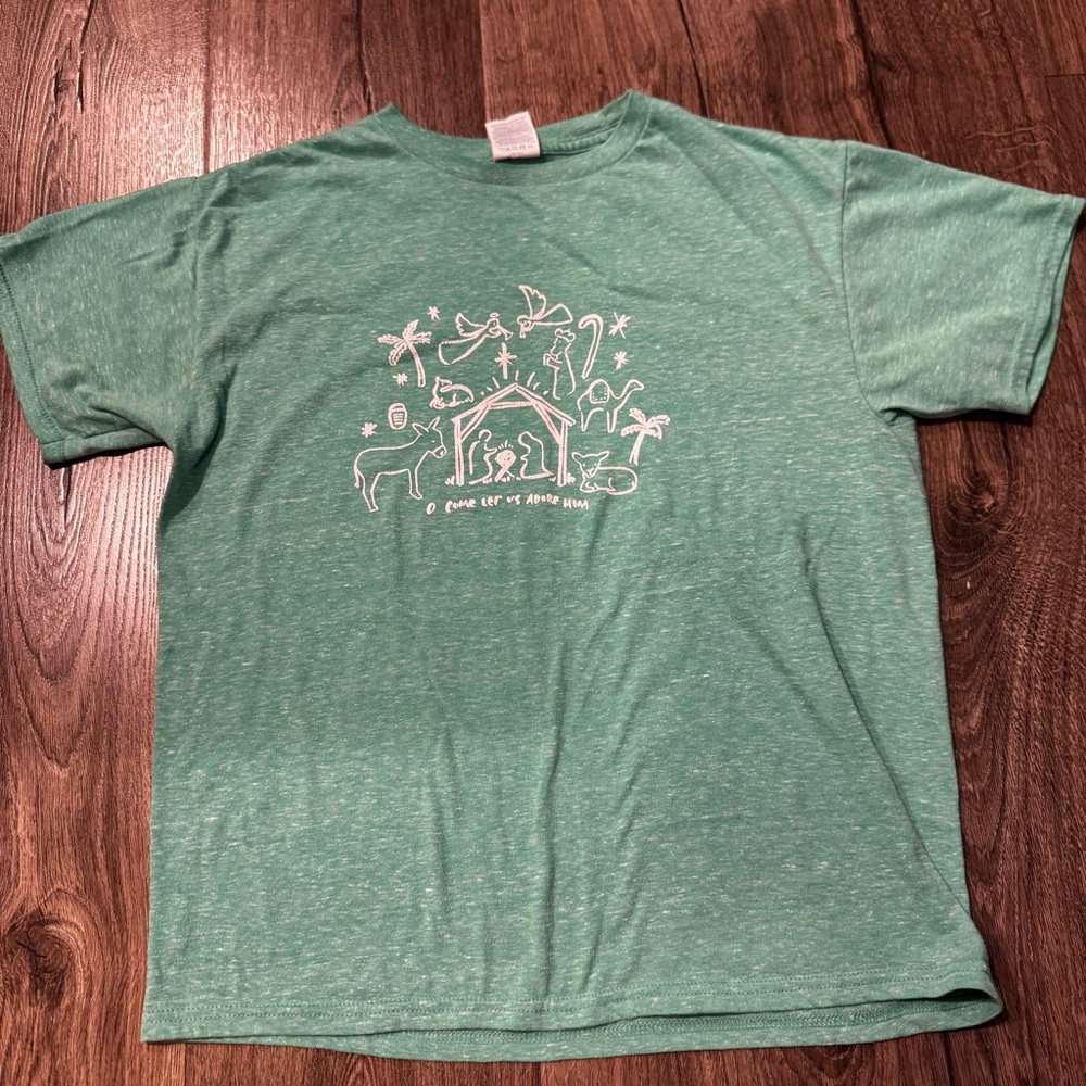 Green Graphic Kids Jesus T-Shirt size large youth